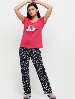 max - Women Printed Regular Fit T-Shirt And Pyjama