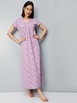 max - Women Floral Printed Pintuck Nightdress