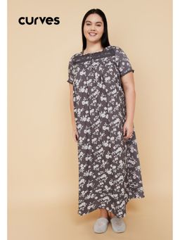 max - Women Grey Floral Print Nightdress