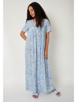 max - Women Blue Floral Print Nightdress