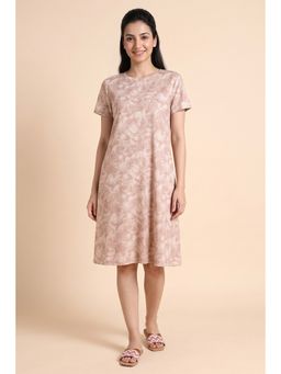 Zivame - Women's Knit Poly Knee Length Nightdress With In Built Slip On Bra - Roebuck
