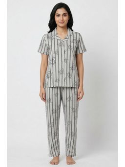 Zivame - Women's Knit Cotton Shirt & Pyjama - Ultimate Grey