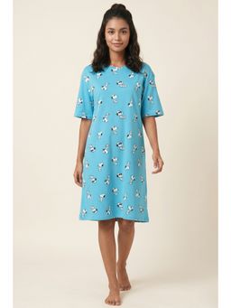 Zivame - Women's Peanuts Knit Cotton Night Dress - Bachelor Button