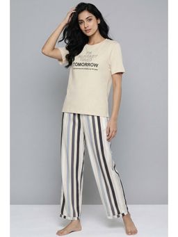 Zivame - Women's Knit Cotton T-Shirt & Pyjama - Parchment