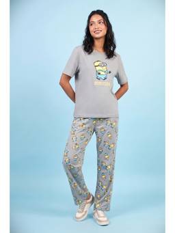 Zivame - Women's Minions Knit Cotton T-Shirt & Pyjama - Ultimate Grey