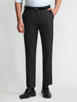 Arrow - Dark Grey Mid Rise Tapered Fit Trousers