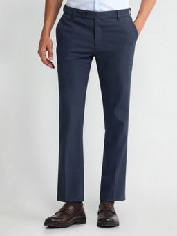 Arrow - Navy Blue Smart Flex Slim Trousers