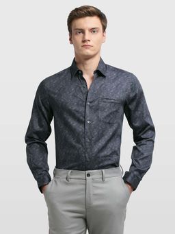 Arrow Newyork - Men's Grey Satin All Over Printed New York Shirt