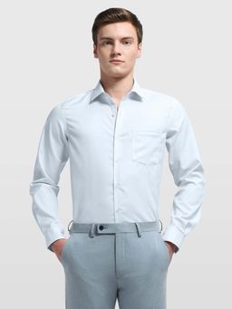 Arrow - Men's Blue Textured Auto Press Shirt