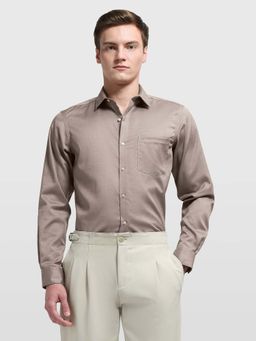 Arrow - Men's Brown Textured Auto Press Shirt