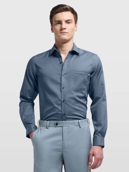 Arrow - Men's Blue Textured Auto Press Shirt