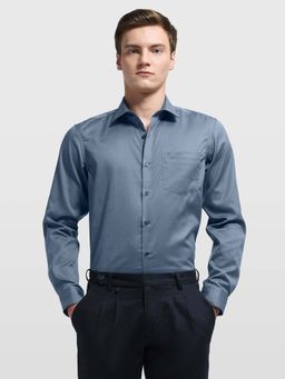Arrow - Men's Blue Textured Auto Press Shirt