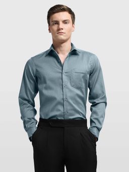Arrow - Men's Teal Textured Auto Press Shirt