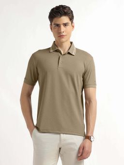 Arrow - Men's Brown Textured Regular Fit Polo T-Shirt