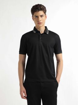 Arrow - Men's Black Textured Regular Fit Polo T-Shirt