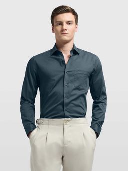 Arrow - Men's Teal Self Design Geometric Ceremony Shirt