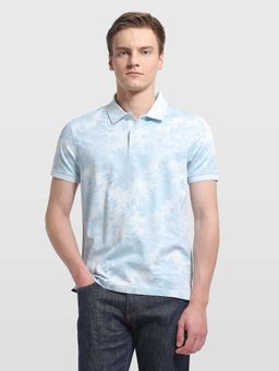 Arrow - Men's Blue Floral Printed Regular Fit Polo T-Shirt