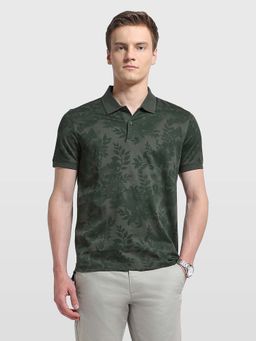 Arrow - Men's Green Floral Printed Regular Fit Polo T-Shirt