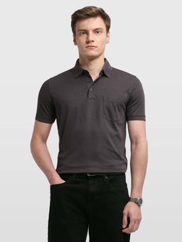 Arrow - Men's Grey Solid Regular Fit Polo T-Shirt