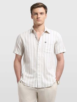 Arrow Sports - Men's Beige Aquarelle Drift Vertical Striped Shirt