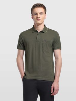 Arrow Sports - Men's Green Solid Regular Fit Polo T-Shirt