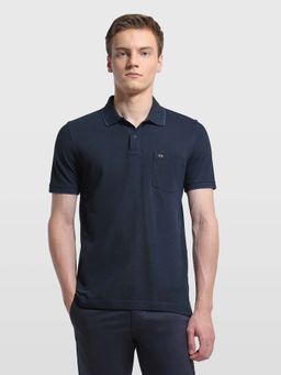 Arrow Sports - Men's Blue Solid Regular Fit Polo T-Shirt