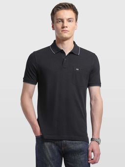 Arrow Sports - Men's Black Solid Regular Fit Polo T-Shirt