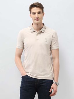 U.S. Polo Assn. Denim Co. - Men's Beige Textured Slim Fit Polo T-Shirt
