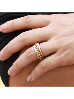 Yellow Chimes - Golden Chain Stainless Steel Silver Ring