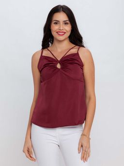 Zink London - Women Maroon Solid Top