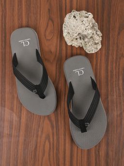 Carlton London - Solid Grey & Black Thong Flip-flops