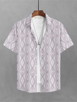 BULLMER - Trendy Printed Lavender Causal Shirt for Men
