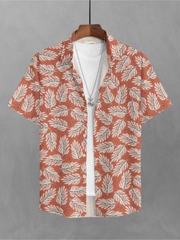 BULLMER - Trendy Printed Orange Causal Shirt for Men