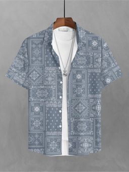 BULLMER - Trendy Paisley Grey Causal Shirt for Men