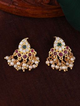 Estele - Gold Plated CZ Alluring Designer Earrings with Pearls for Women
