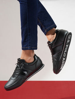 U.S. POLO ASSN. - Marvin Mens Casual Solid/Plain Black Lace-Up Sneakers