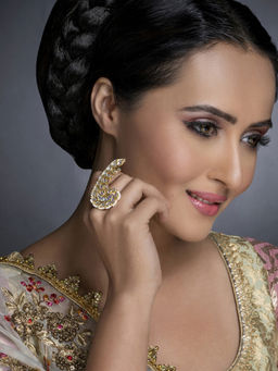 Sukkhi - Eye Catching Pearl Gold Plated Kundan Ring for Women (SKR85676)