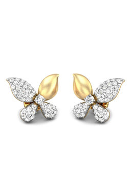 Candere by Kalyan Jewellers - 18K BIS Hallmark Yellow Gold & Diamond Butterfly Earrings