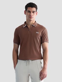 U.S. POLO ASSN. - Men's Solid Slim Fit Active Polo T-shirt - Brown