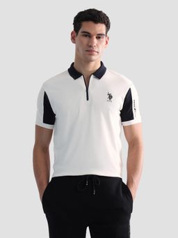 U.S. POLO ASSN. - Men's Colorblock Regular Fit Active Polo T-shirt - White