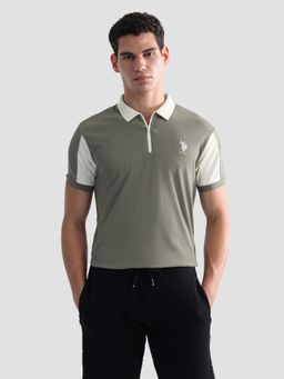 U.S. POLO ASSN. - Men's Colorblock Regular Fit Active Polo T-shirt - Green