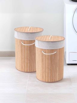 Savya Home - Laundry Basket, 48L,Light Brown