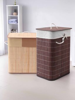 Savya Home - Laundry Basket, 72L & 45L, Light & Dark Brown