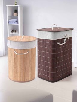 Savya Home - Laundry Basket, 48L & 72L, Light & Dark Brown