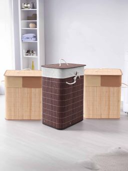 Savya Home - Laundry Basket, 45L (2pcs) & 72L, Light & Dark Brown