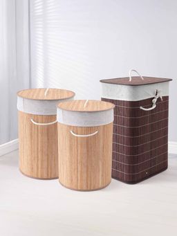 Savya Home - Laundry Basket, 48L (2pcs) & 72L, Light & Dark Brown