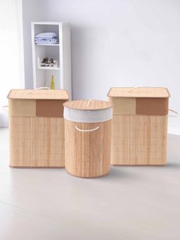 Savya Home - Laundry Basket, 45L (2pcs) & 48L, Light Brown