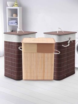 Savya Home - Laundry Basket, 72L (2pcs) & 45L, Light & Dark Brown