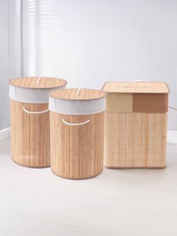 Savya Home - Laundry Basket, 48L (2pcs) & 45L, Light Brown