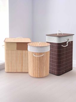 Savya Home - Laundry Basket (48L, 45L, 72L) Light & Dark Brown